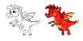 Flying red dragon. Vector illustration Royalty Free Stock Photo